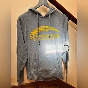 Gray Hoodie with Yellow Snow King Mountain Print